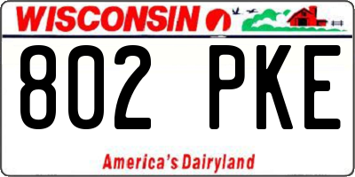 WI license plate 802PKE
