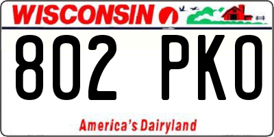 WI license plate 802PKO