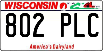 WI license plate 802PLC