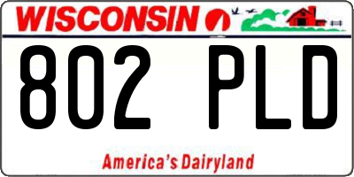 WI license plate 802PLD
