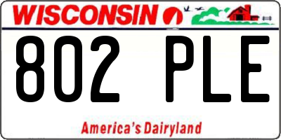 WI license plate 802PLE