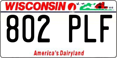 WI license plate 802PLF