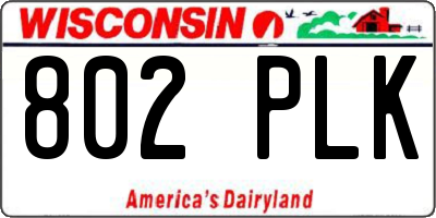 WI license plate 802PLK