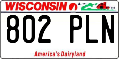 WI license plate 802PLN