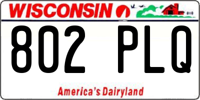 WI license plate 802PLQ