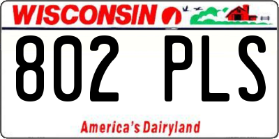 WI license plate 802PLS