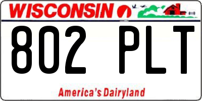 WI license plate 802PLT