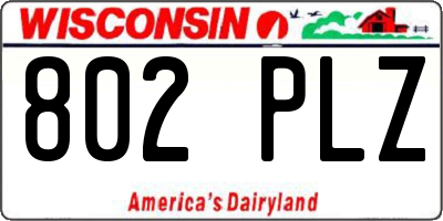WI license plate 802PLZ