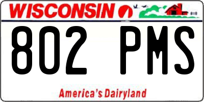 WI license plate 802PMS