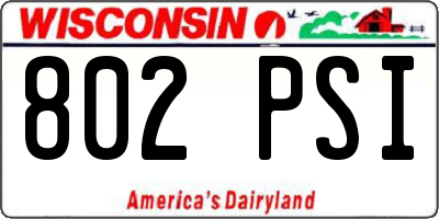 WI license plate 802PSI