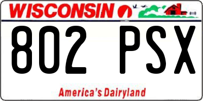 WI license plate 802PSX