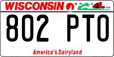 WI license plate 802PTO
