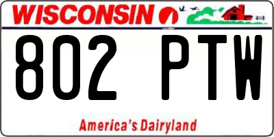 WI license plate 802PTW