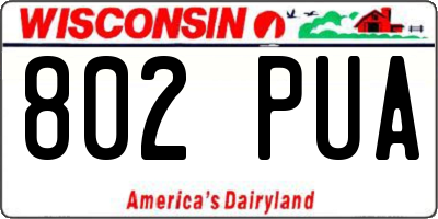 WI license plate 802PUA