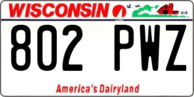 WI license plate 802PWZ