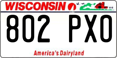 WI license plate 802PXO