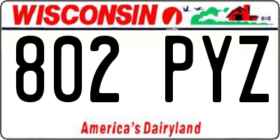 WI license plate 802PYZ