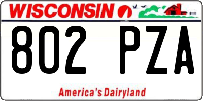 WI license plate 802PZA