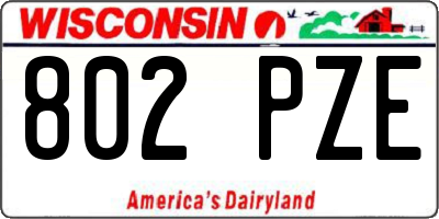 WI license plate 802PZE