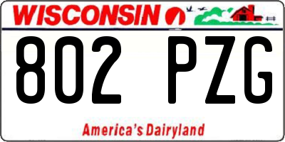 WI license plate 802PZG