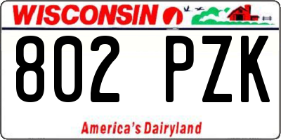WI license plate 802PZK