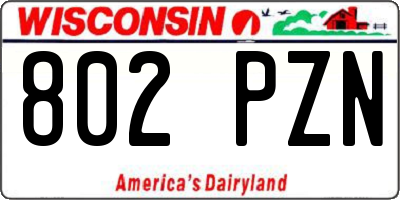 WI license plate 802PZN