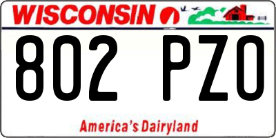WI license plate 802PZO