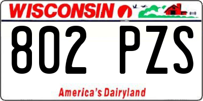 WI license plate 802PZS