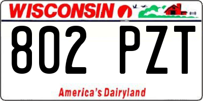 WI license plate 802PZT