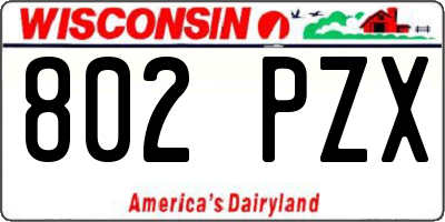 WI license plate 802PZX
