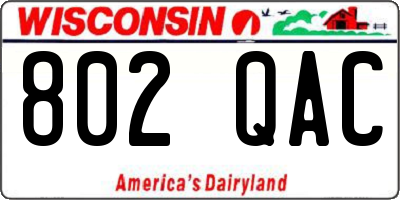 WI license plate 802QAC