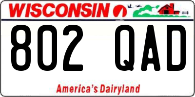 WI license plate 802QAD