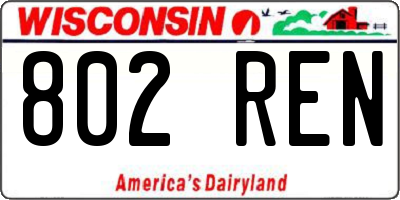 WI license plate 802REN