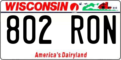 WI license plate 802RON