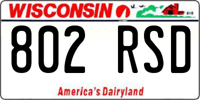 WI license plate 802RSD