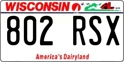 WI license plate 802RSX