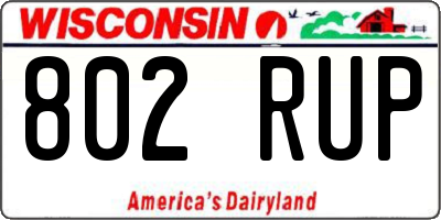 WI license plate 802RUP