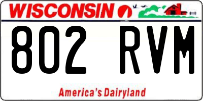 WI license plate 802RVM