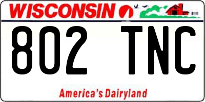 WI license plate 802TNC
