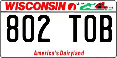 WI license plate 802TOB