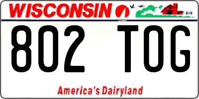 WI license plate 802TOG