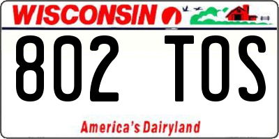 WI license plate 802TOS