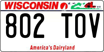 WI license plate 802TOV