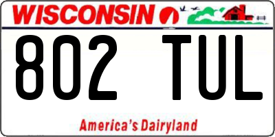 WI license plate 802TUL