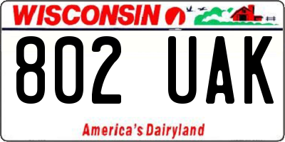 WI license plate 802UAK
