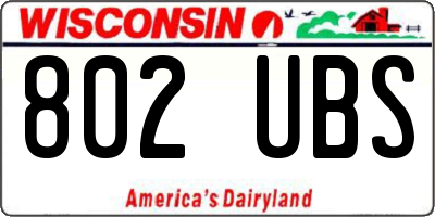 WI license plate 802UBS