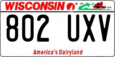 WI license plate 802UXV