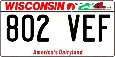 WI license plate 802VEF