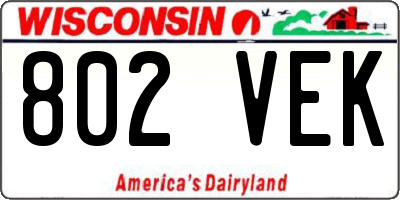 WI license plate 802VEK