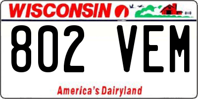 WI license plate 802VEM